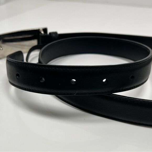Gucci Black Leather Crystal Horsebit Plate Belt 95-38 main image 4